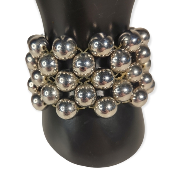 Silver Bead Cuff Bracelet - Picture 4 of 5